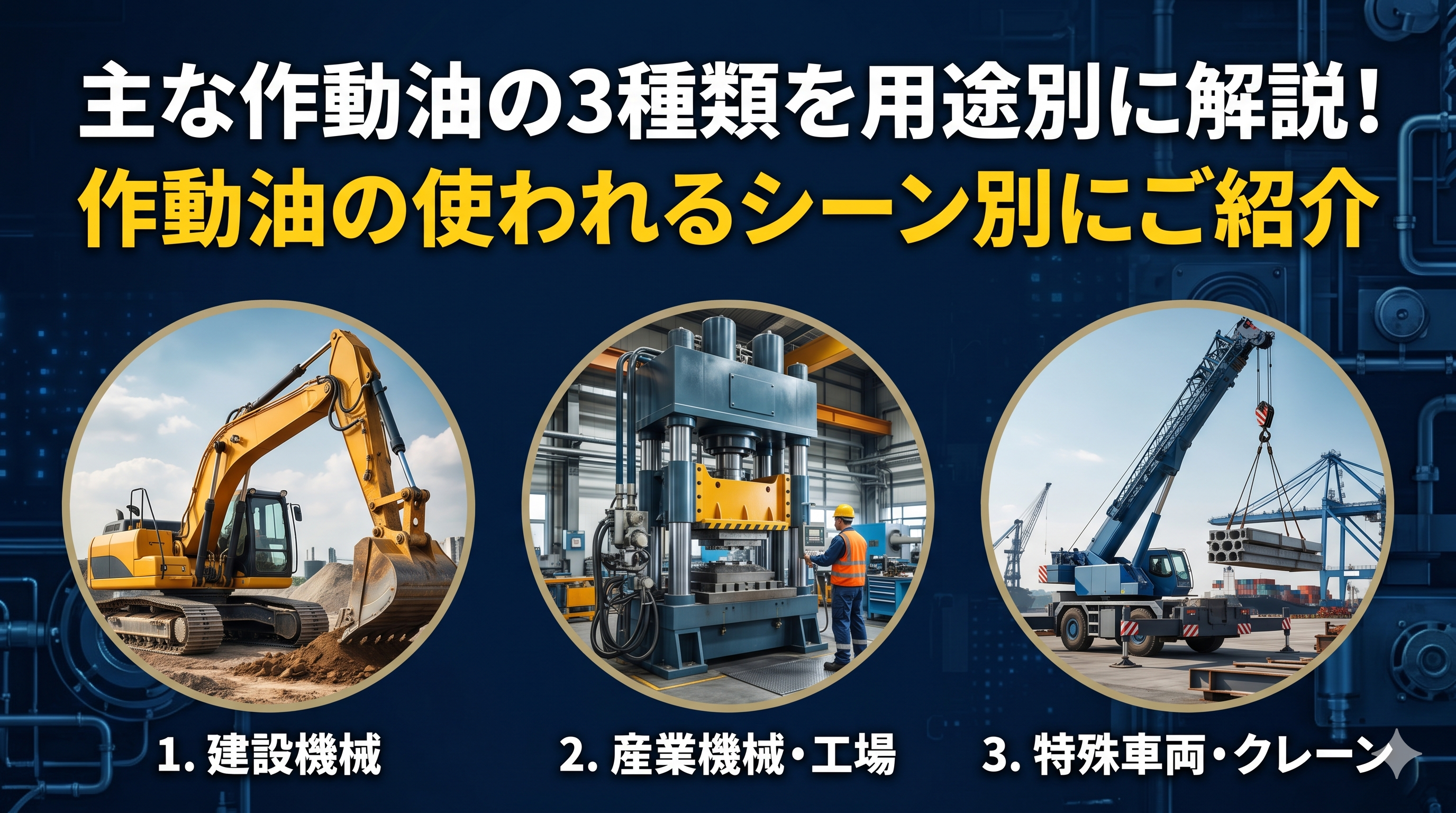 主な作動油の3種類を用途別に解説！作動油の使われるシーン別にご紹介