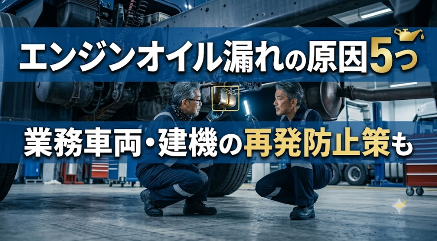 エンジンオイル漏れの原因5つ｜業務車両・建機の再発防止策も